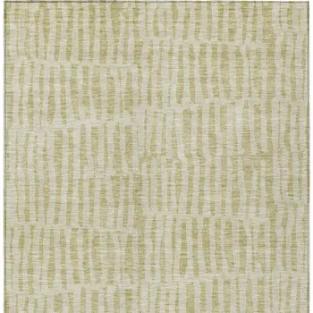 5' X 8' Beige And Tan Striped Washable Indoor Outdoor Area Rug