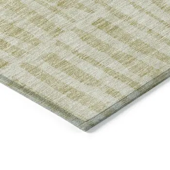 8' Beige And Tan Round Striped Washable Indoor Outdoor Area Rug