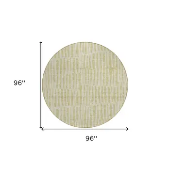 8' Beige And Tan Round Striped Washable Indoor Outdoor Area Rug