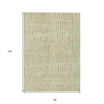 8' X 10' Beige And Tan Striped Washable Indoor Outdoor Area Rug
