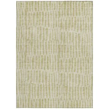 10' X 14' Beige And Tan Striped Washable Indoor Outdoor Area Rug