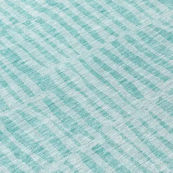 8' Teal Blue And Aqua Round Striped Washable Indoor Outdoor Area Rug