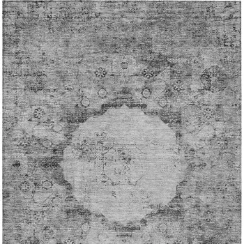 3' X 5' Gray Charcoal And Silver Oriental Washable Indoor Outdoor Area Rug