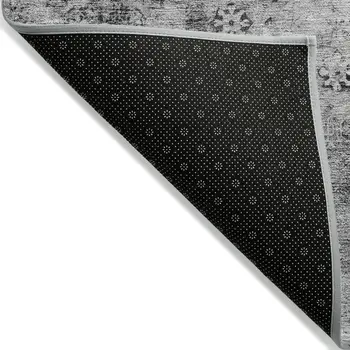 3' X 5' Gray Charcoal And Silver Oriental Washable Indoor Outdoor Area Rug