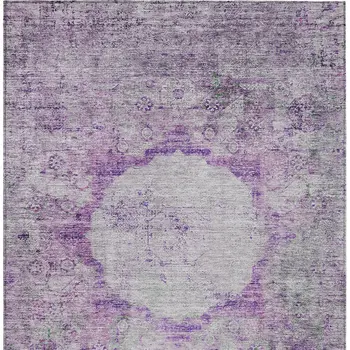 8' X 10' Purple Lavender And Gray Oriental Washable Indoor Outdoor Area Rug