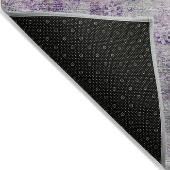 9' X 12' Purple Lavender And Gray Oriental Washable Indoor Outdoor Area Rug