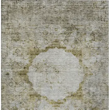 5' X 8' Taupe Brown And Gray Oriental Washable Indoor Outdoor Area Rug