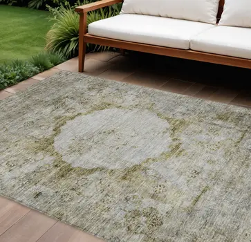 8' X 10' Taupe Brown And Gray Oriental Washable Indoor Outdoor Area Rug