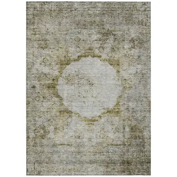 8' X 10' Taupe Brown And Gray Oriental Washable Indoor Outdoor Area Rug