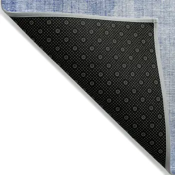 9' X 12' Denim Blue And Sky Blue Geometric Washable Indoor Outdoor Area Rug