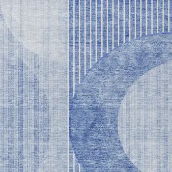 10' X 14' Denim Blue And Sky Blue Geometric Washable Indoor Outdoor Area Rug