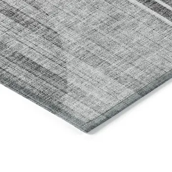 10' X 14' Charcoal Gray And Silver Geometric Washable Indoor Outdoor Area Rug