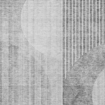 5' X 8' Gray Silver And Charcoal Geometric Washable Indoor Outdoor Area Rug