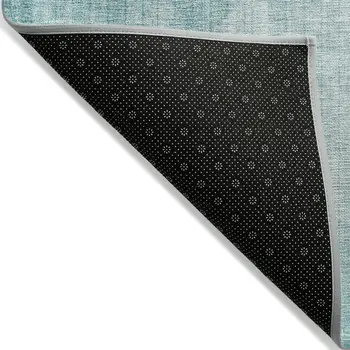 3' X 5' Teal Blue And Aqua Geometric Washable Indoor Outdoor Area Rug