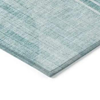 8' X 10' Teal Blue And Aqua Geometric Washable Indoor Outdoor Area Rug