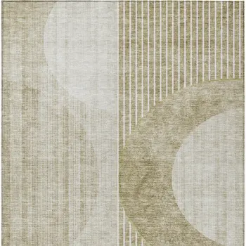 10' X 14' Taupe Beige And Tan Geometric Washable Indoor Outdoor Area Rug