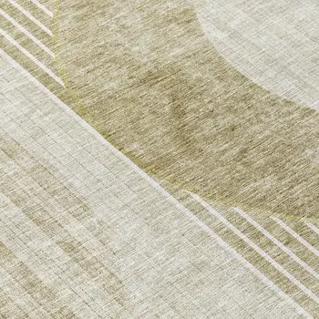10' X 14' Taupe Beige And Tan Geometric Washable Indoor Outdoor Area Rug