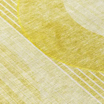 9' X 12' Wheat Gold And Ivory Geometric Washable Indoor Outdoor Area Rug