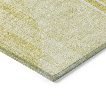 10' X 14' Wheat Gold And Ivory Geometric Washable Indoor Outdoor Area Rug