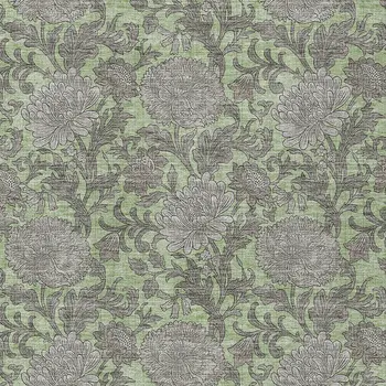 10' X 14' Artichoke Green Gray And Taupe Floral Washable Indoor Outdoor Area Rug