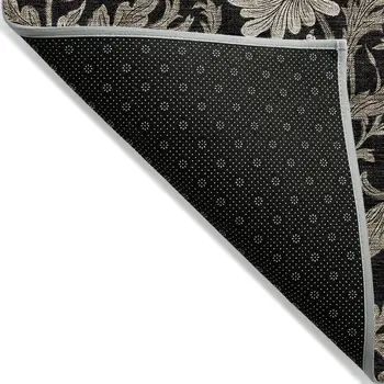 3' X 5' Black Taupe And Beige Floral Washable Indoor Outdoor Area Rug