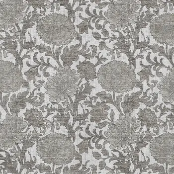 9' X 12' Ivory And Gray Floral Washable Indoor Outdoor Area Rug