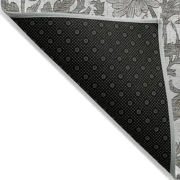 10' X 14' Ivory And Gray Floral Washable Indoor Outdoor Area Rug