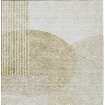 8' X 10' Brown Beige And Ivory Geometric Washable Indoor Outdoor Area Rug