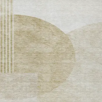 9' X 12' Brown Beige And Ivory Geometric Washable Indoor Outdoor Area Rug