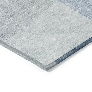 10' X 14' Navy Blue And Sky Blue Geometric Washable Indoor Outdoor Area Rug