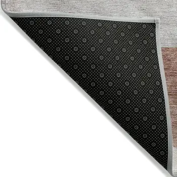 9' X 12' Copper Red And Gray Geometric Washable Indoor Outdoor Area Rug