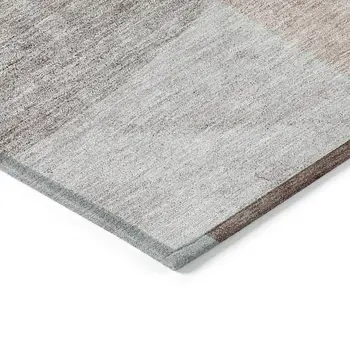 10' X 14' Copper Red And Gray Geometric Washable Indoor Outdoor Area Rug