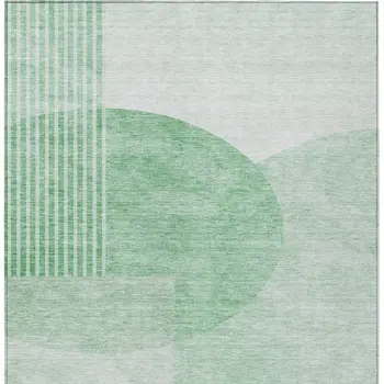 10' X 14' Green And Mint Green Geometric Washable Indoor Outdoor Area Rug