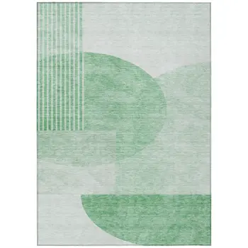 10' X 14' Green And Mint Green Geometric Washable Indoor Outdoor Area Rug