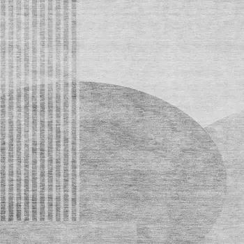 9' X 12' Gray Silver And Ivory Geometric Washable Indoor Outdoor Area Rug