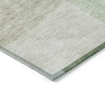 3' X 5' Olive Green And Artichoke Green Geometric Washable Indoor Outdoor Area Rug