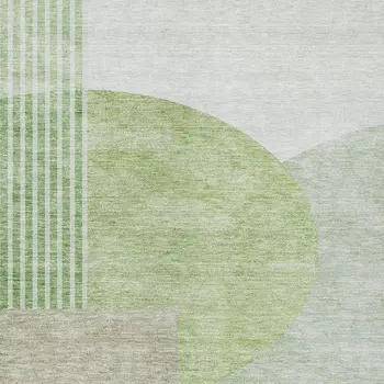 3' X 5' Olive Green And Artichoke Green Geometric Washable Indoor Outdoor Area Rug