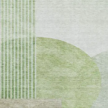 8' X 10' Olive Green And Artichoke Green Geometric Washable Indoor Outdoor Area Rug