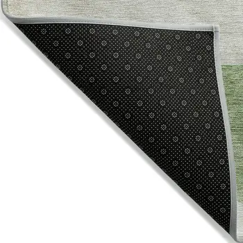 10' X 14' Olive Green And Artichoke Green Geometric Washable Indoor Outdoor Area Rug