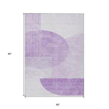 5' X 8' Purple And Lavender Geometric Washable Indoor Outdoor Area Rug