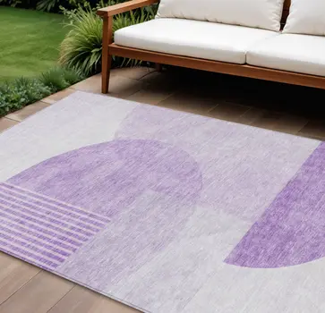 8' X 10' Purple And Lavender Geometric Washable Indoor Outdoor Area Rug