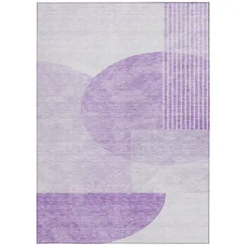 9' X 12' Purple And Lavender Geometric Washable Indoor Outdoor Area Rug