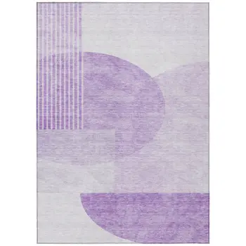 9' X 12' Purple And Lavender Geometric Washable Indoor Outdoor Area Rug