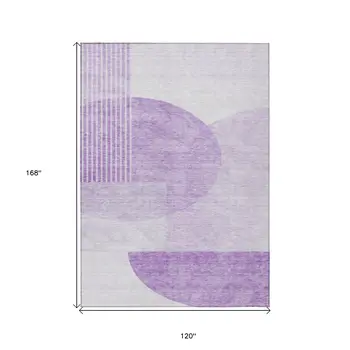 10' X 14' Purple And Lavender Geometric Washable Indoor Outdoor Area Rug