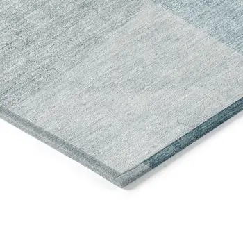 10' X 14' Teal Blue And Silver Geometric Washable Indoor Outdoor Area Rug
