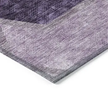 5' X 8' Eggplant Purple And Lavender Geometric Washable Indoor Outdoor Area Rug