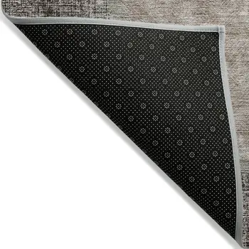3' X 5' Chocolate And Taupe Geometric Washable Indoor Outdoor Area Rug