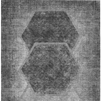 3' X 5' Gray Charcoal And Silver Geometric Washable Indoor Outdoor Area Rug