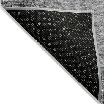 8' X 10' Gray Charcoal And Silver Geometric Washable Indoor Outdoor Area Rug
