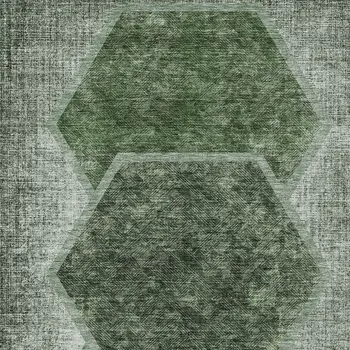 3' X 5' Olive Green And Artichoke Green Geometric Washable Indoor Outdoor Area Rug